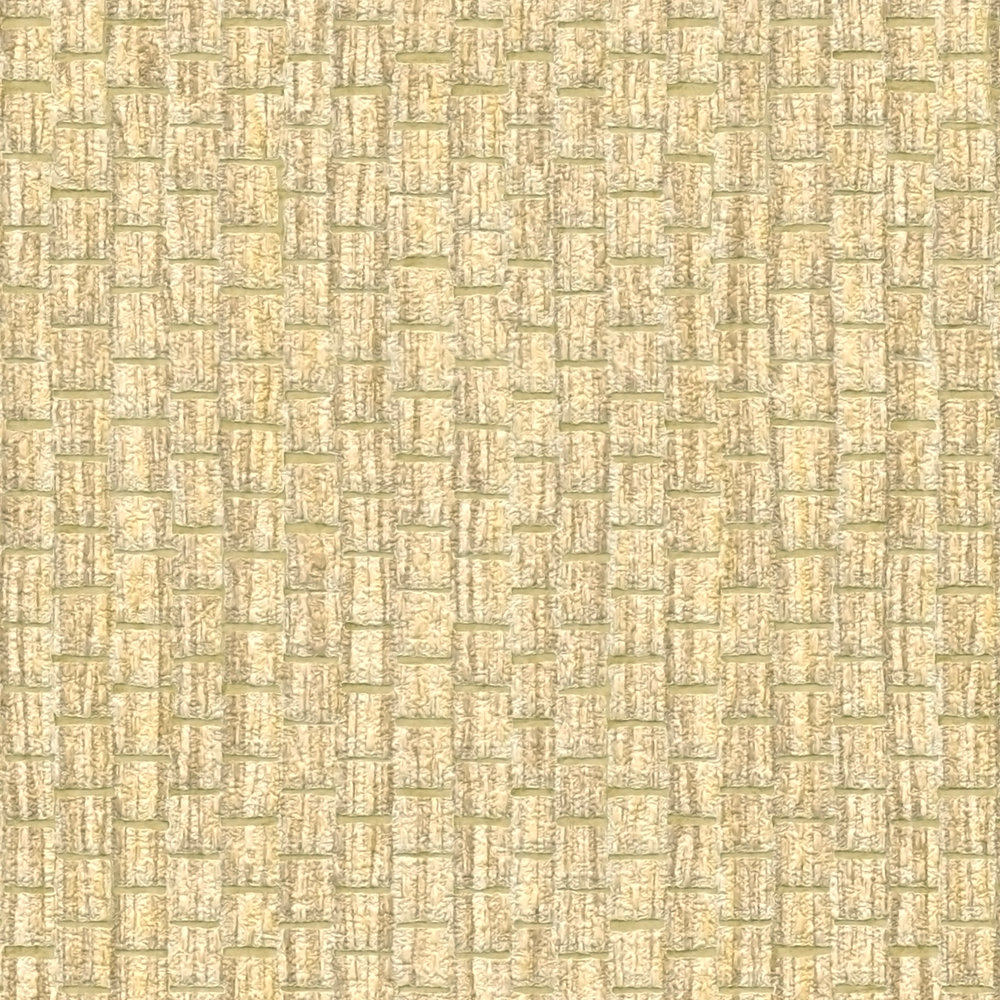             Non-woven wallpaper with raffia design - yellow, white
        