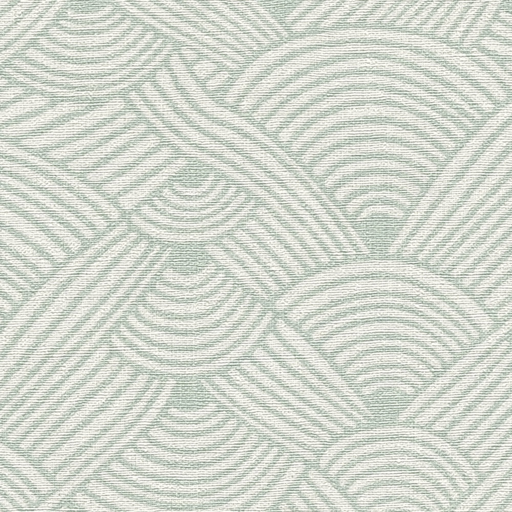             Papier peint graphique Motifs de vagues dans les couleurs de la terre - vert, blanc, bleu
        
