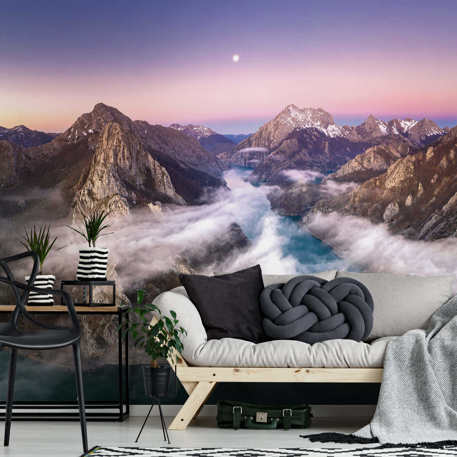             Fotomurali Paesaggio Nebbia in montagna - Colorato
        