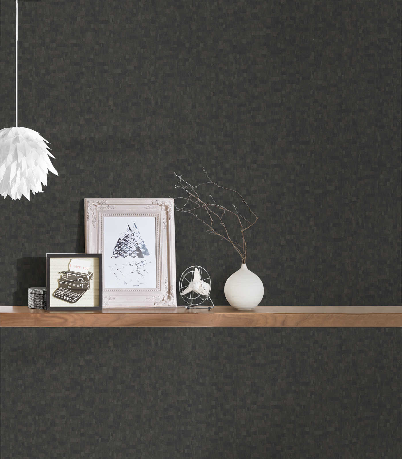             Non-woven wallpaper with texture design & mosaic effect - brown, black
        
