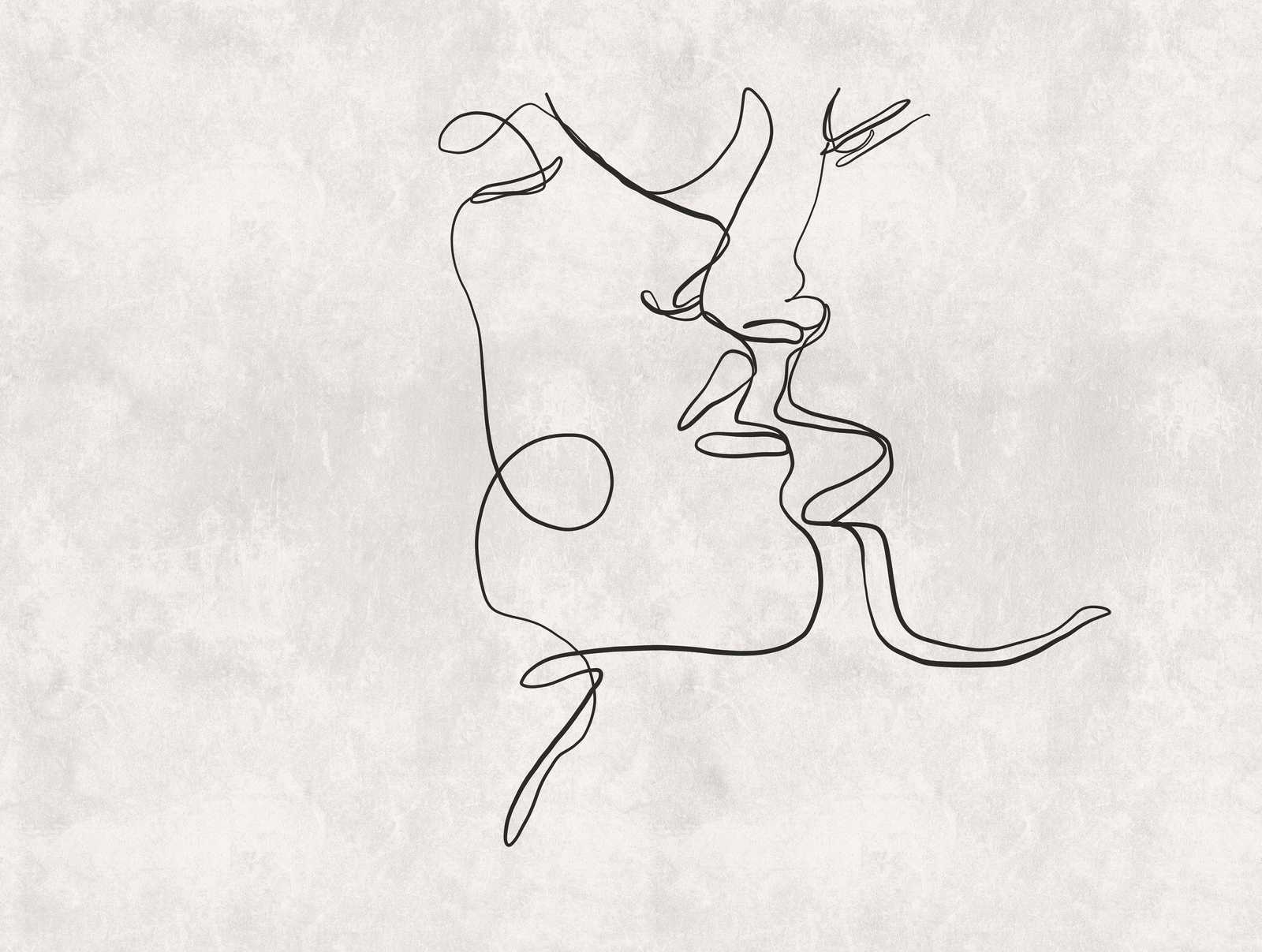             Papel pintado novedad - Papel pintado motivo Line Art beso con aspecto de yeso
        