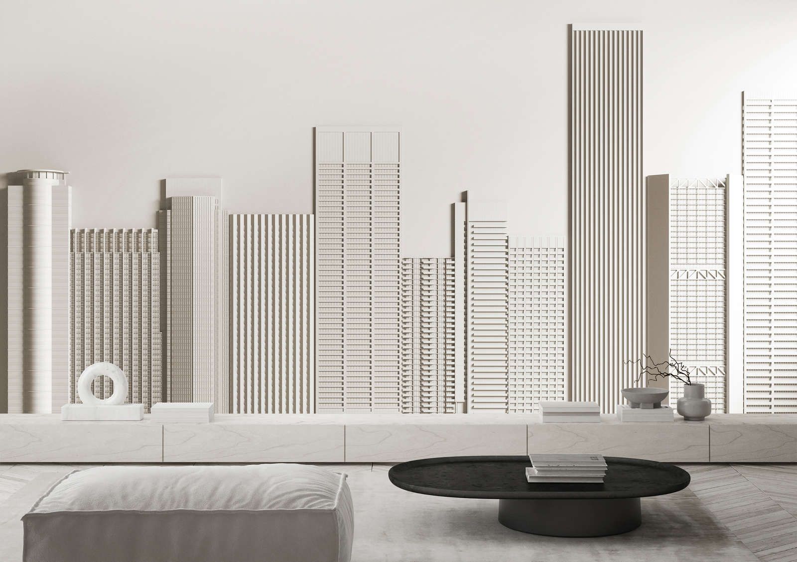             papier peint en papier panoramique »new skyline« - architecture avec gratte-ciel - intissé premium lisse et légèrement brillant
        