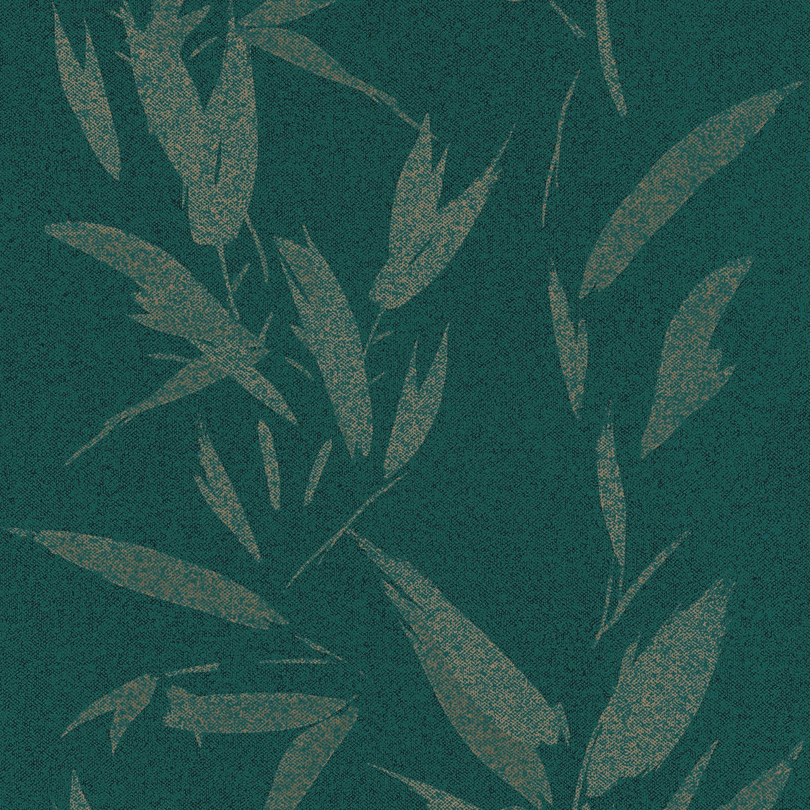 Leaves wallpaper abstract with textile look - green, beige
