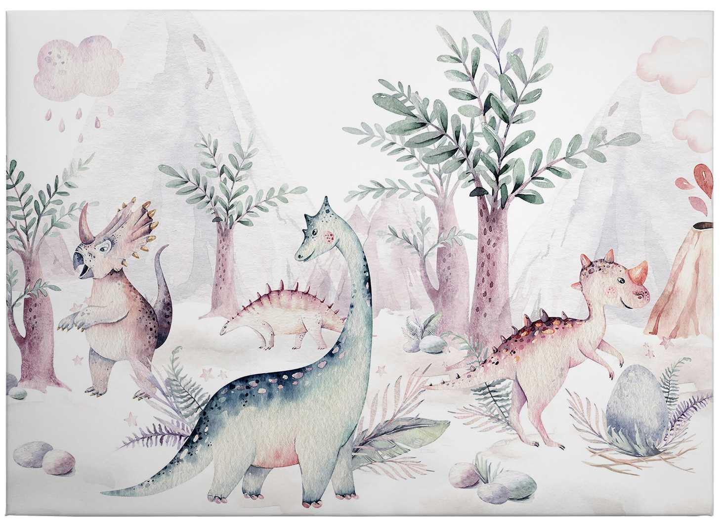             Quadro su tela Dinosauri Bambini Acquerello di Kvilis - 0,70 m x 0,50 m
        