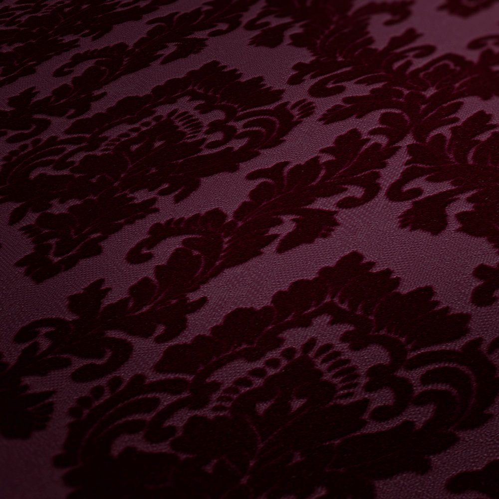             Papier peint baroque noir et violet avec design gothique - rouge
        