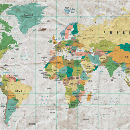         Photo wallpaper world map countries of the world in retro look
    