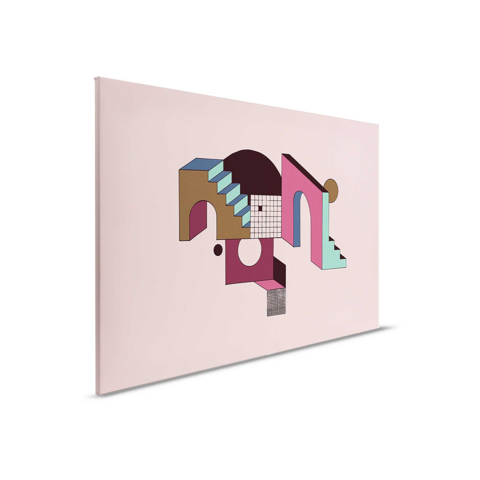         Freetown 2 - Pink Canvas painting abstract stairs architecture - 0.90 m x 0.60 m
    