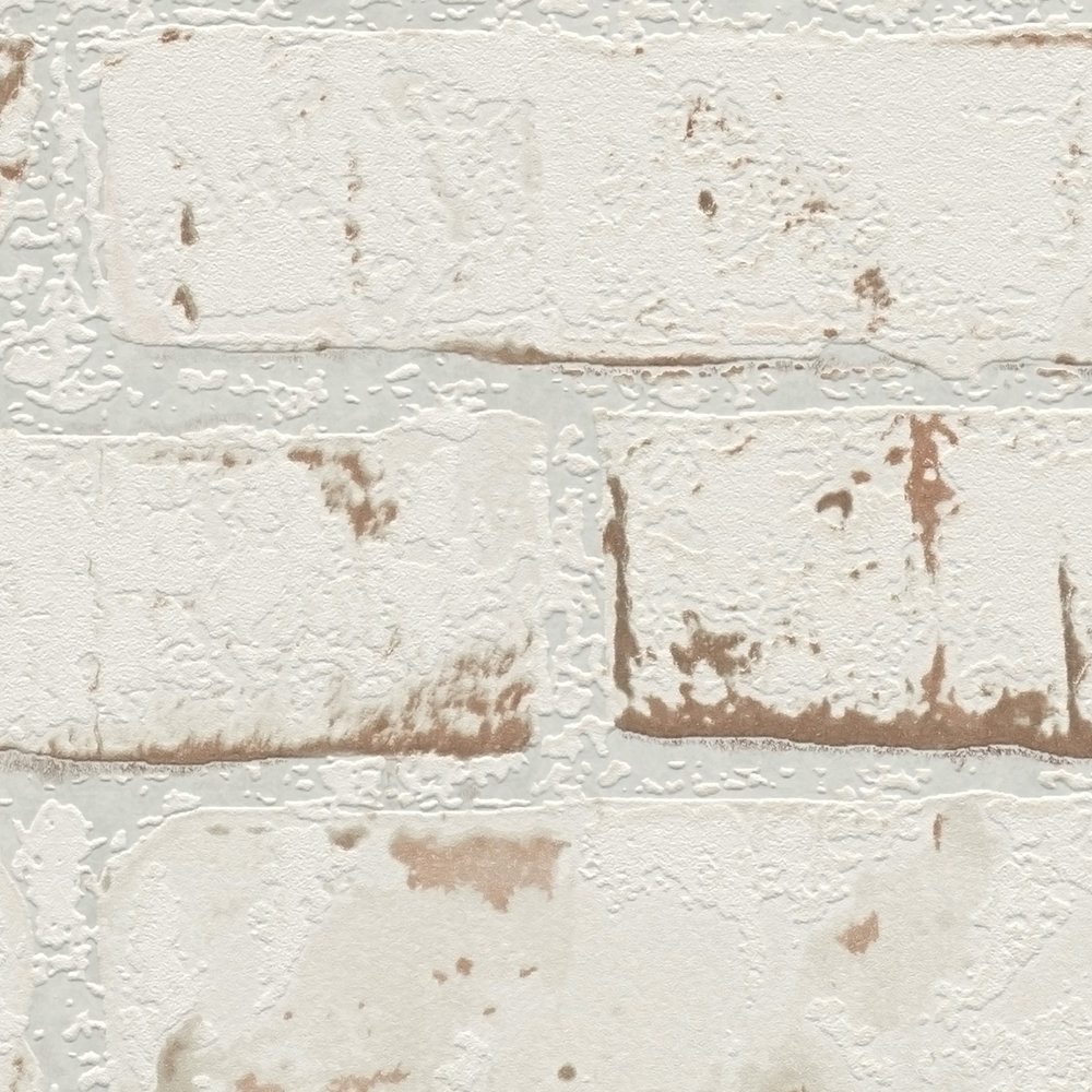            Stone optics wallpaper with rustic brick wall & 3D effect - red, brown, beige
        