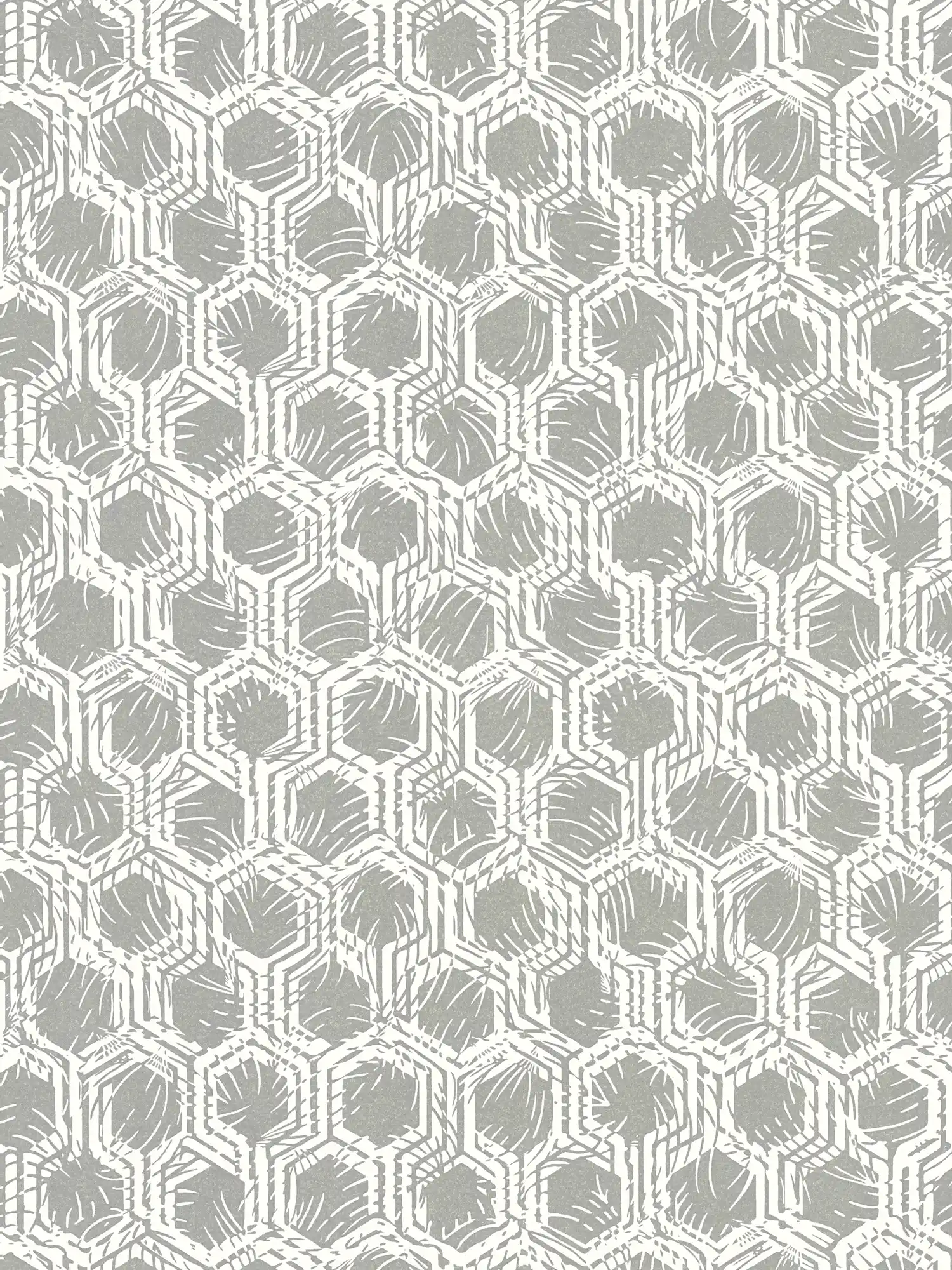 Geometrisch patroonbehang met metallic kleuren - zilver, wit
