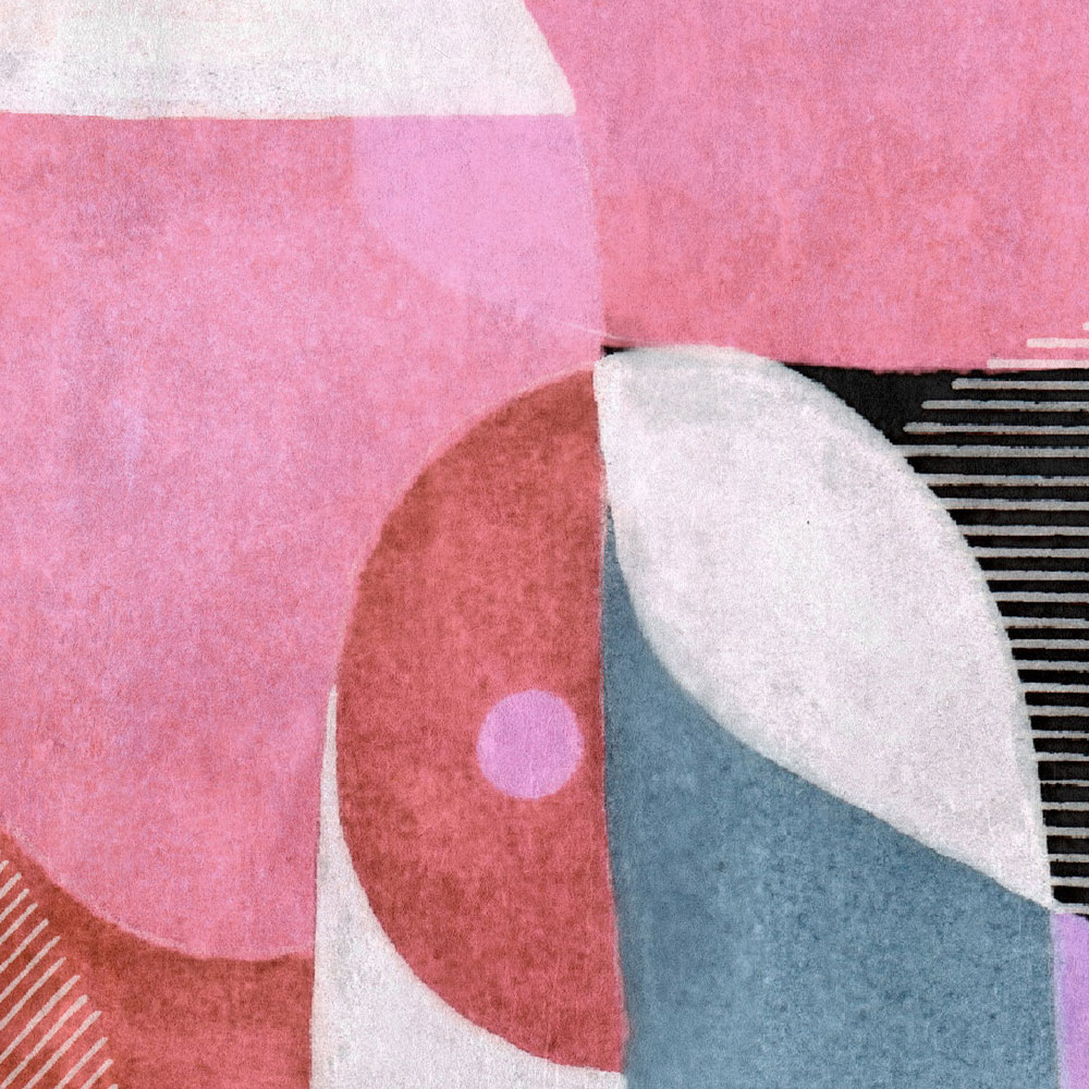             Lugar de encuentro 2 - Mural de pared de diseño étnico abstracto en negro y rosa
        