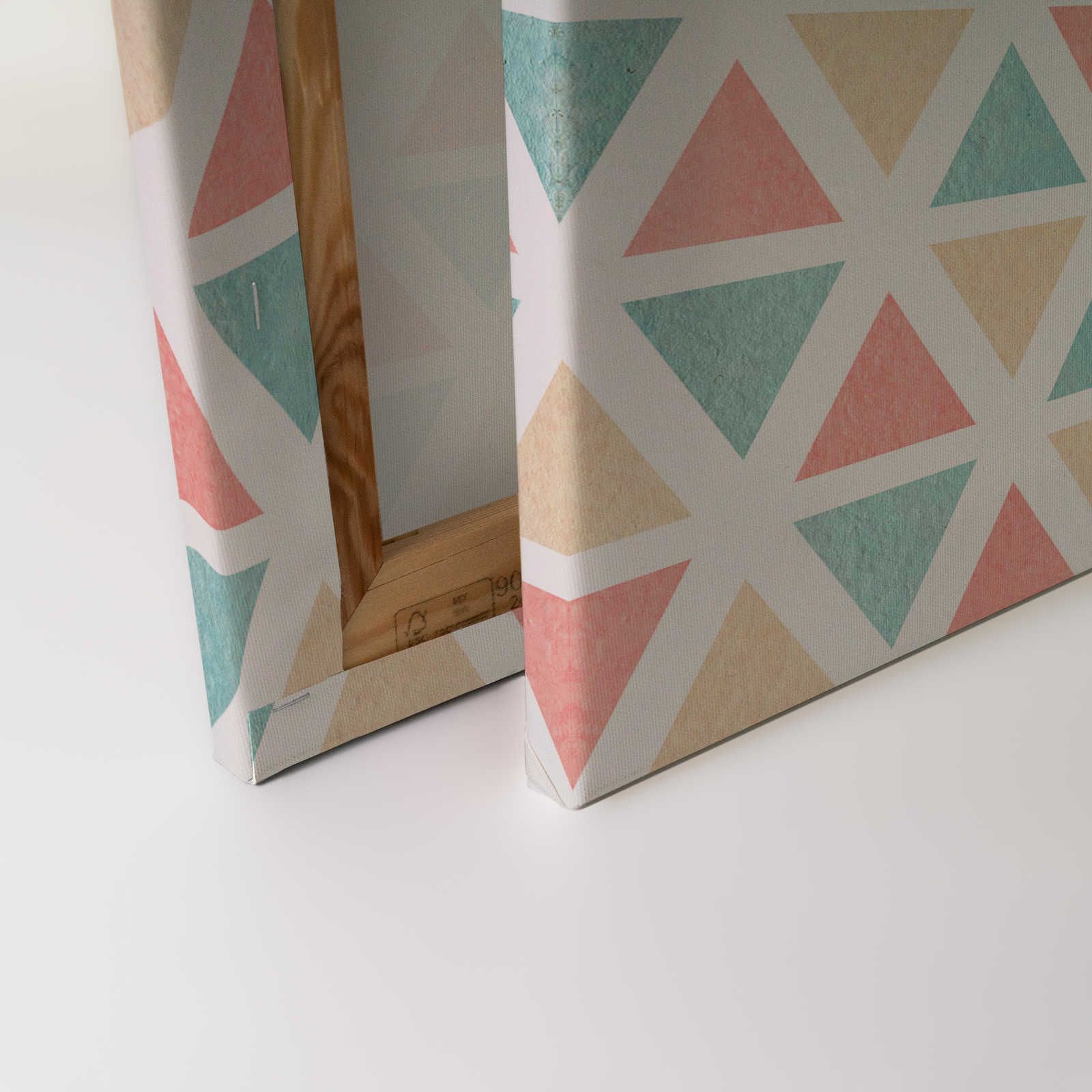             Canvas graphic pattern with colourful triangles - 90 cm x 60 cm
        