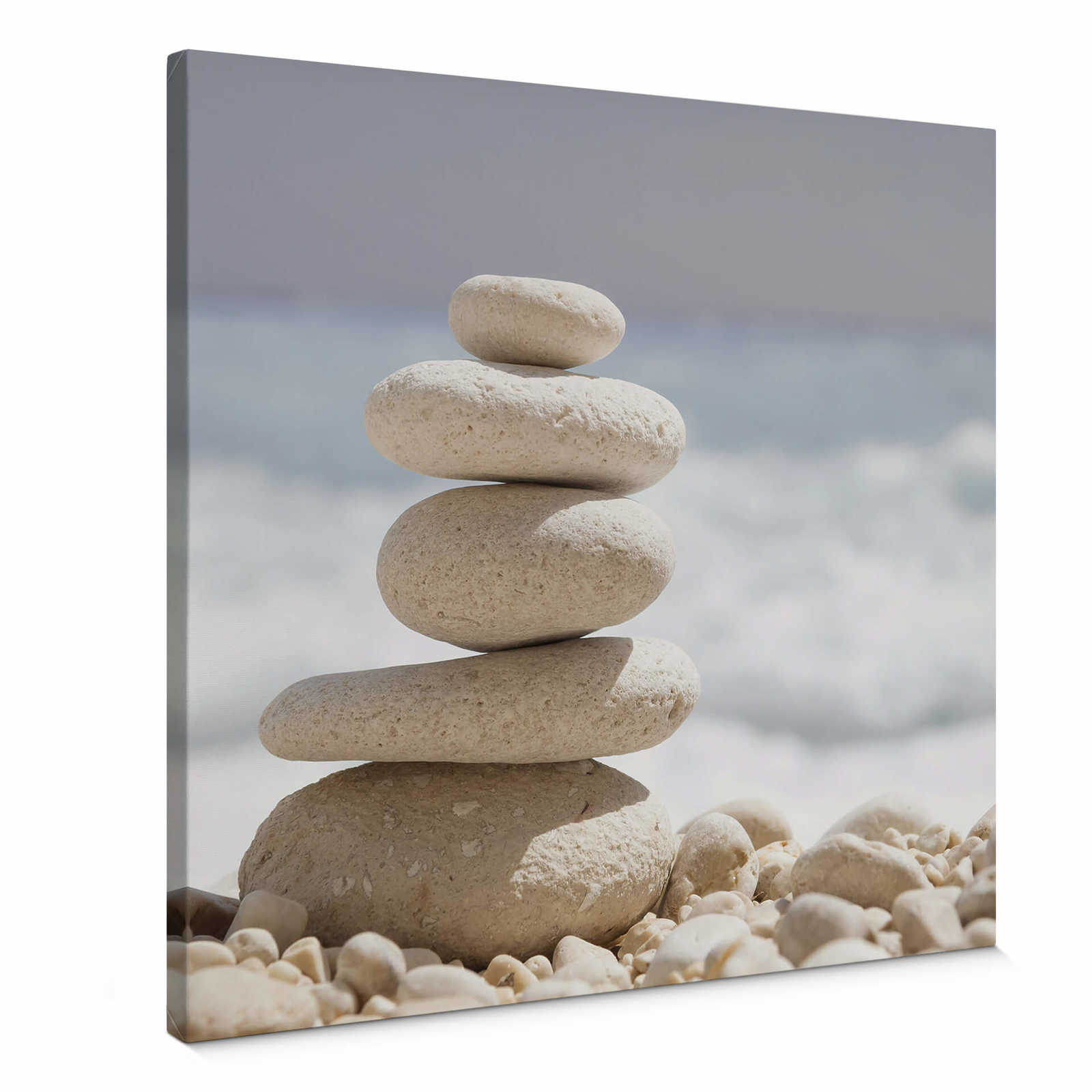         Square canvas picture stones by the sea – beige, blue
    