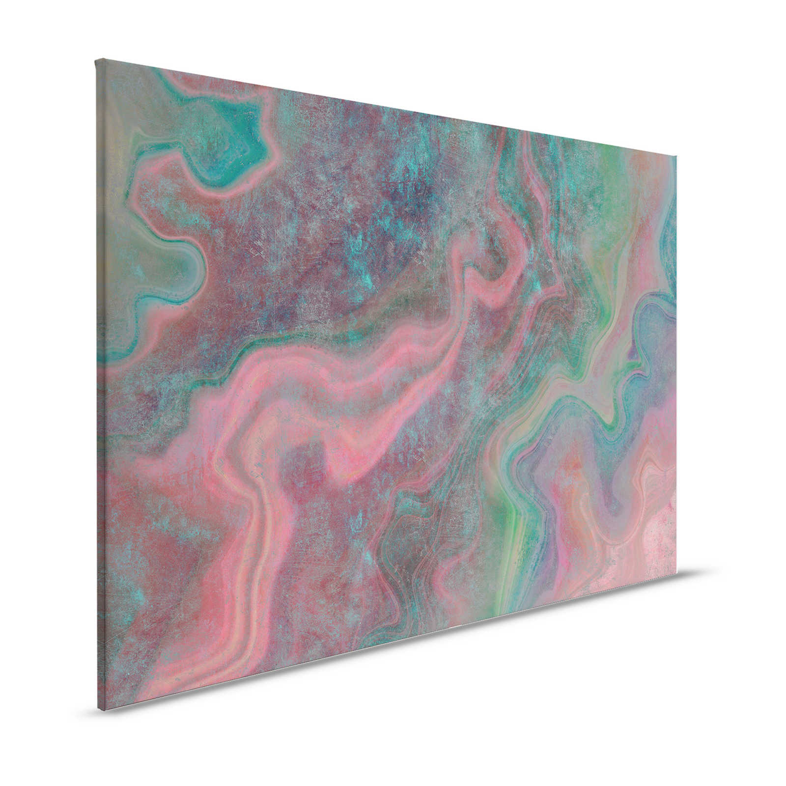 Marble 1 - Colourful marble as a highlight canvas picture with scratch structure - 1.20 m x 0.80 m
