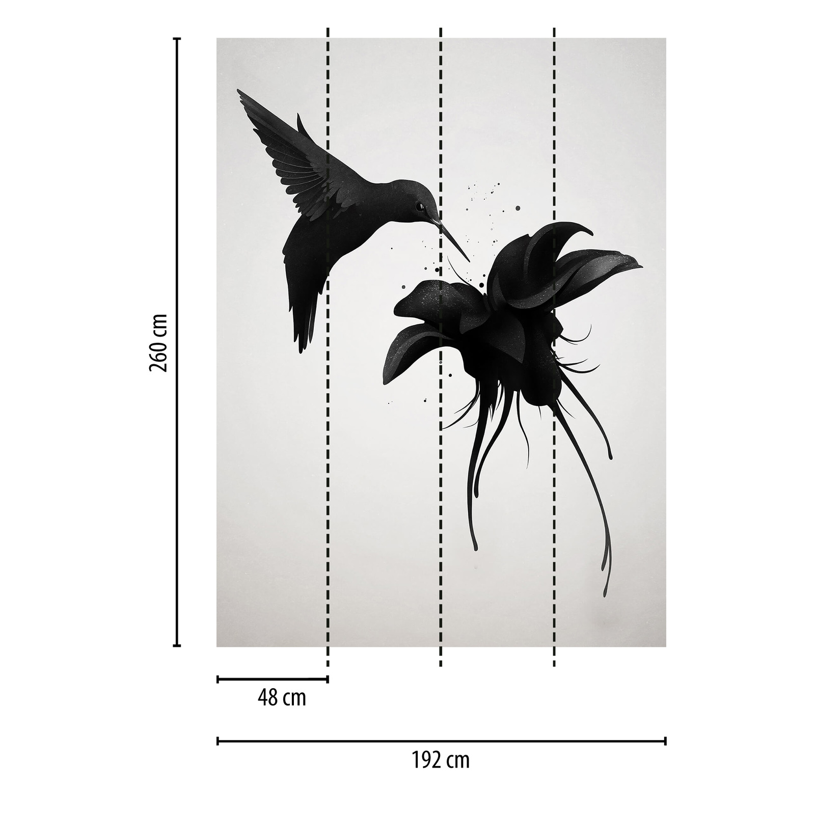             Photo wallpaper bird on flower - black, white
        