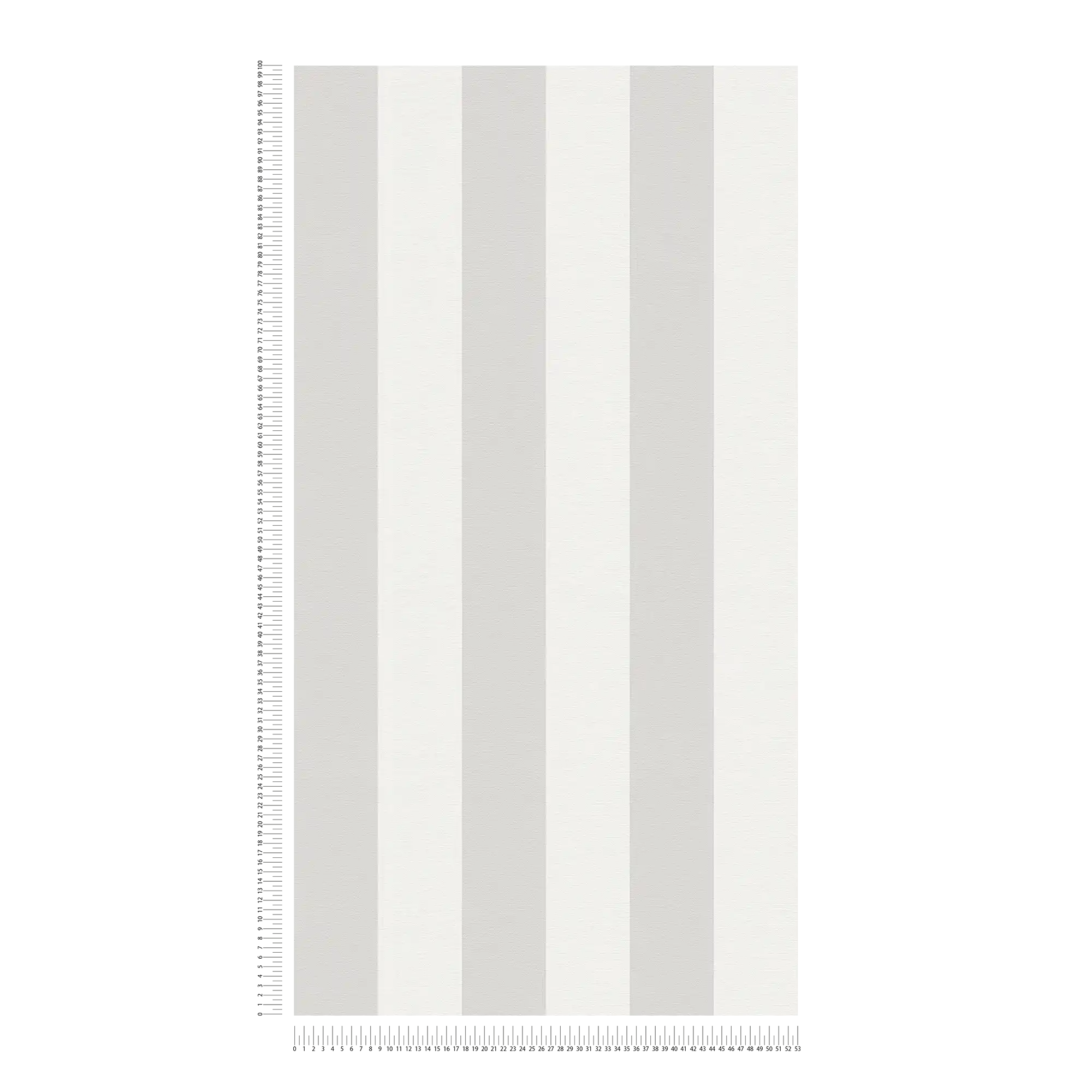             Carta da parati a righe a blocchi con aspetto tessile per un design giovane - grigio, bianco
        