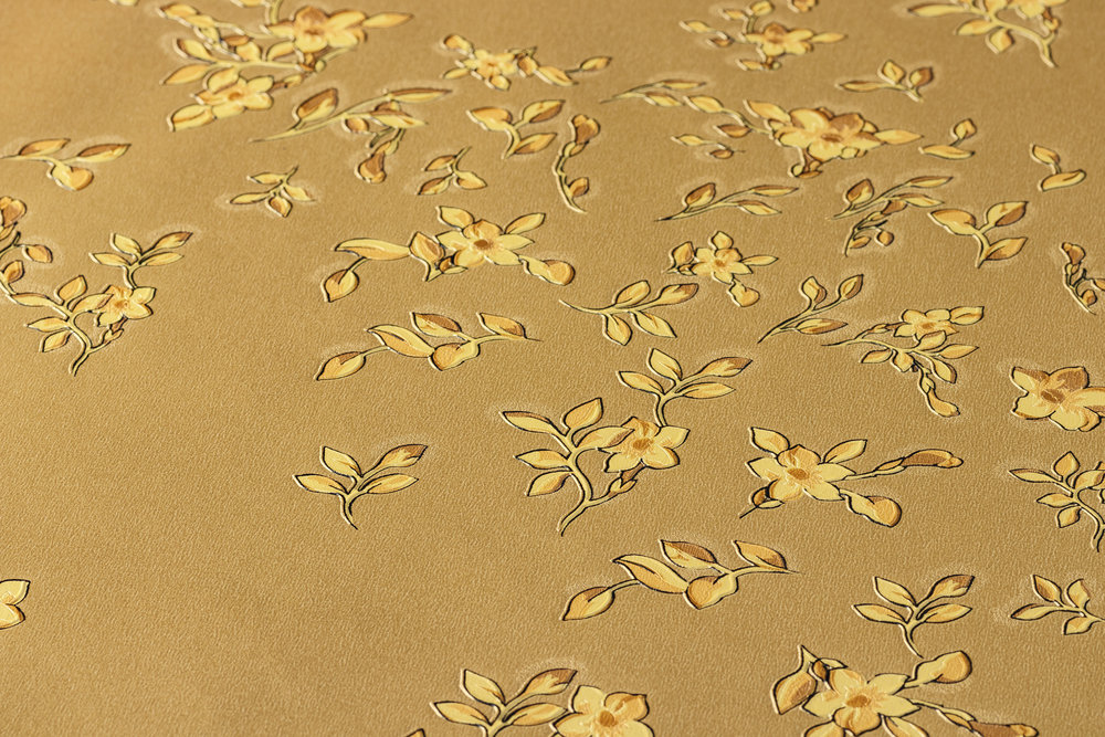             Golden VERSACE wallpaper in floral design - gold, yellow
        