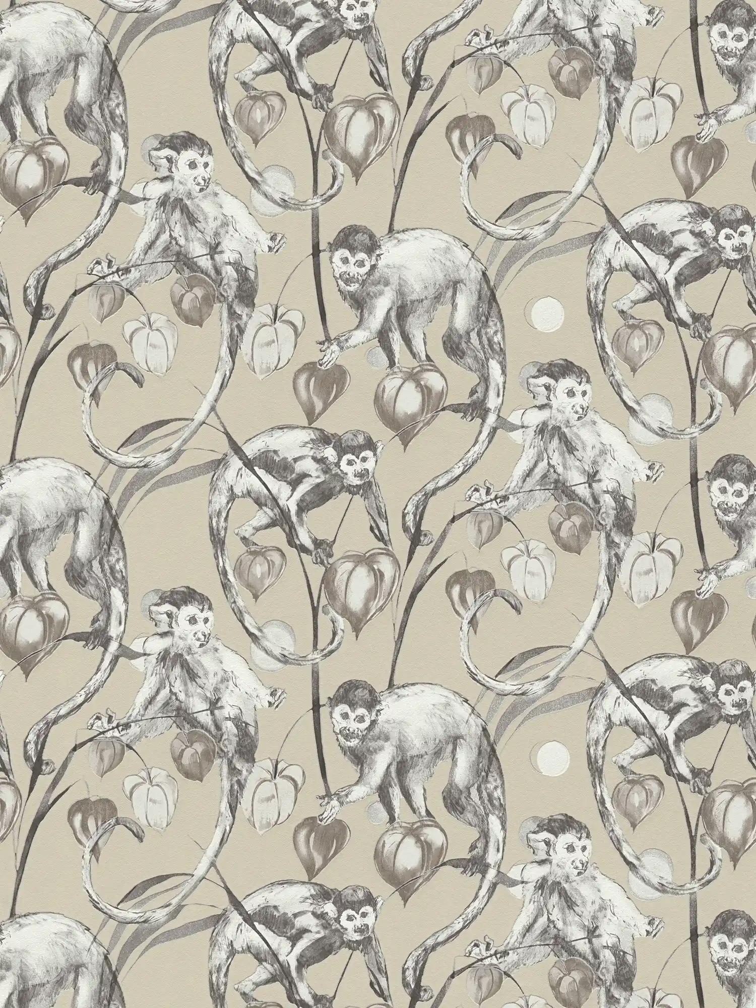 Cream wallpaper monkey & jungle design by MICHALSKY

