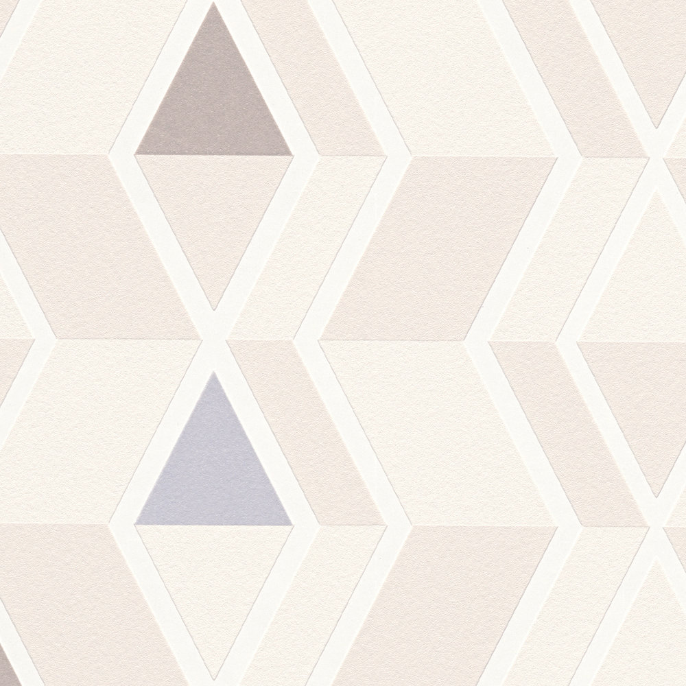             Retro design wallpaper with diamond pattern & 3D structure - beige
        