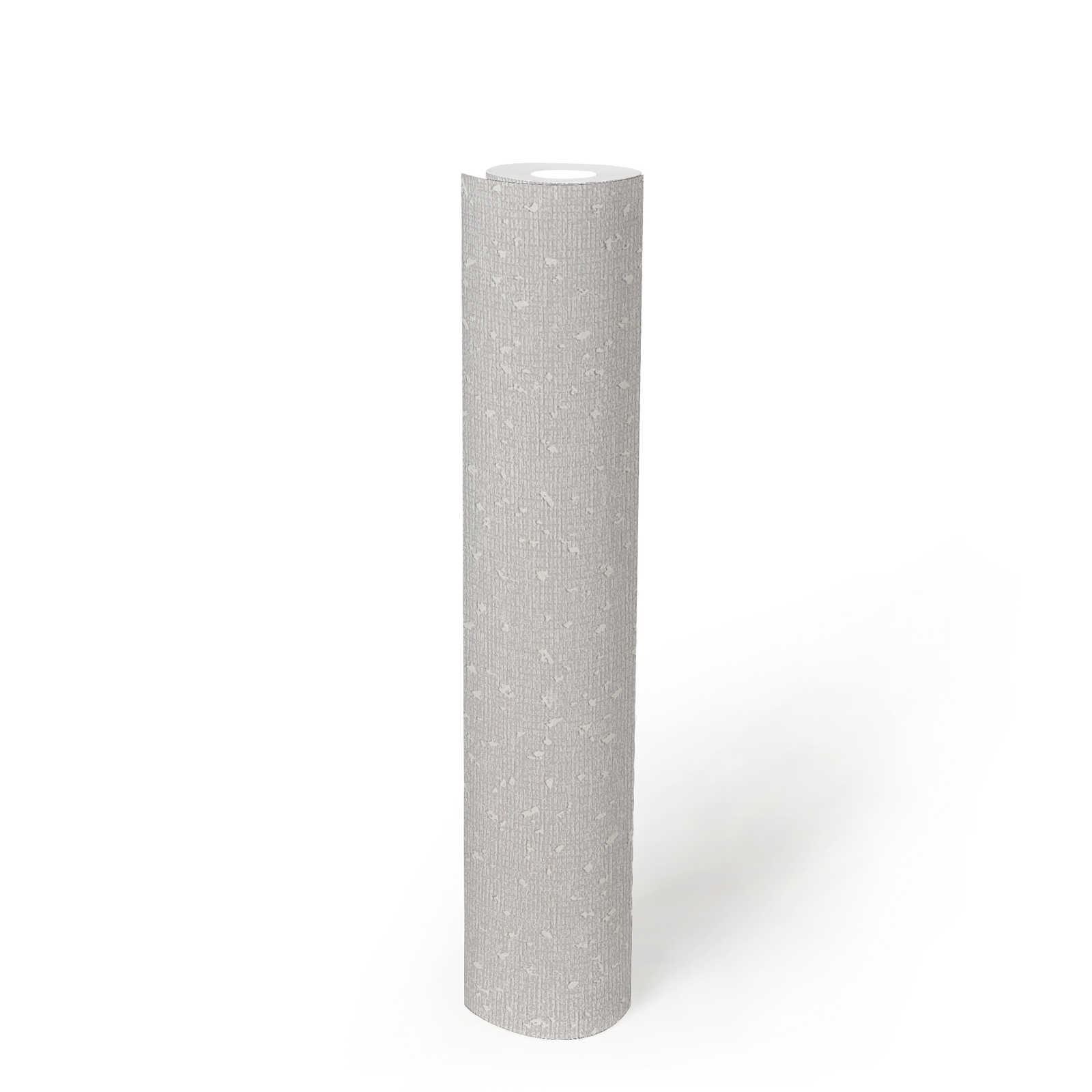             Wallpaper with textile structure and metallic accent - white, grey
        