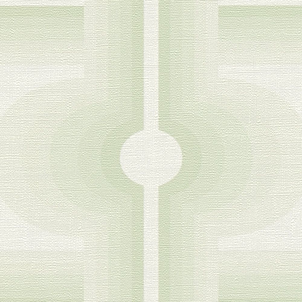             Retropatroon op vliesbehang in lichtgroen - groen, crème
        
