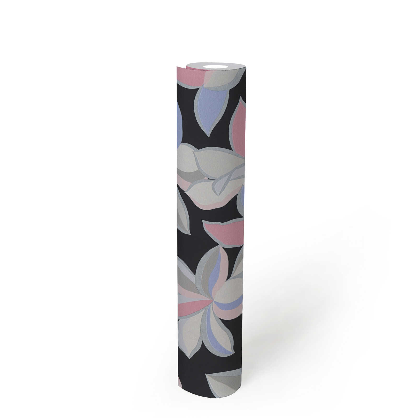            Bloemenpatroon met glanzend effect en fijne structuur - Zwart, Grijs, Roze
        