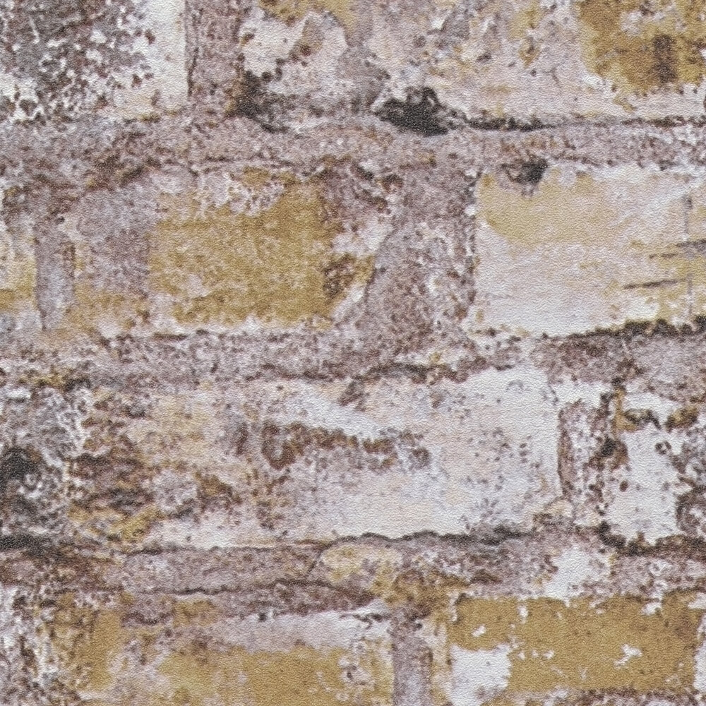             Carta da parati non tessuta effetto mattone con design per pareti - grigio, marrone, bianco, ruggine
        