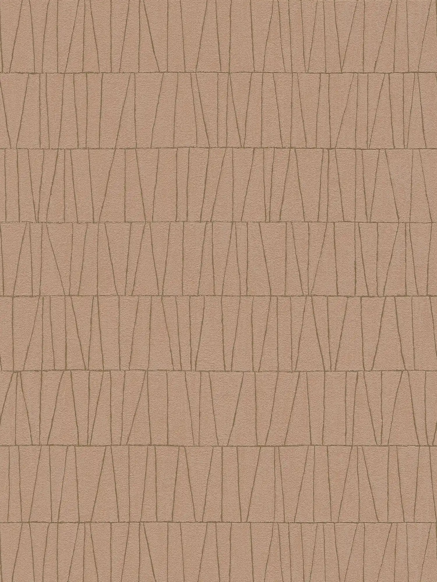 Abstract patroonbehang met lijndetails - schemerroze, goud
