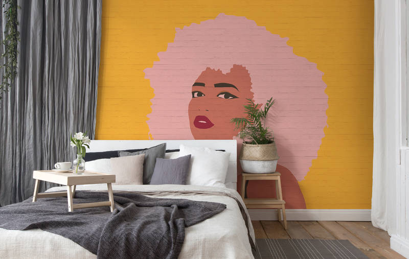             Women mural Whitney in colour block style - Yellow
        