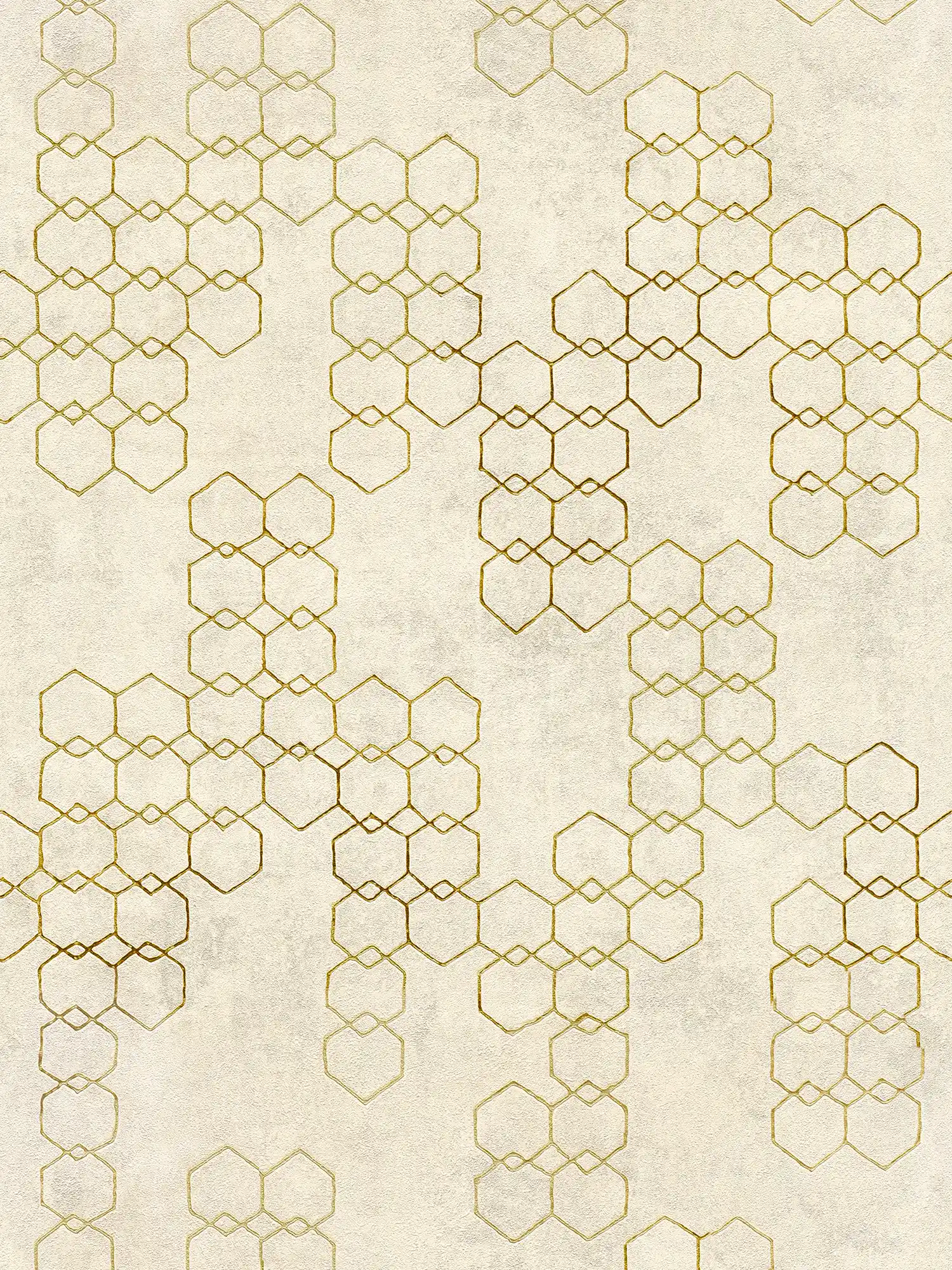 Carta da parati con motivi geometrici in stile industriale - crema, oro, grigio
