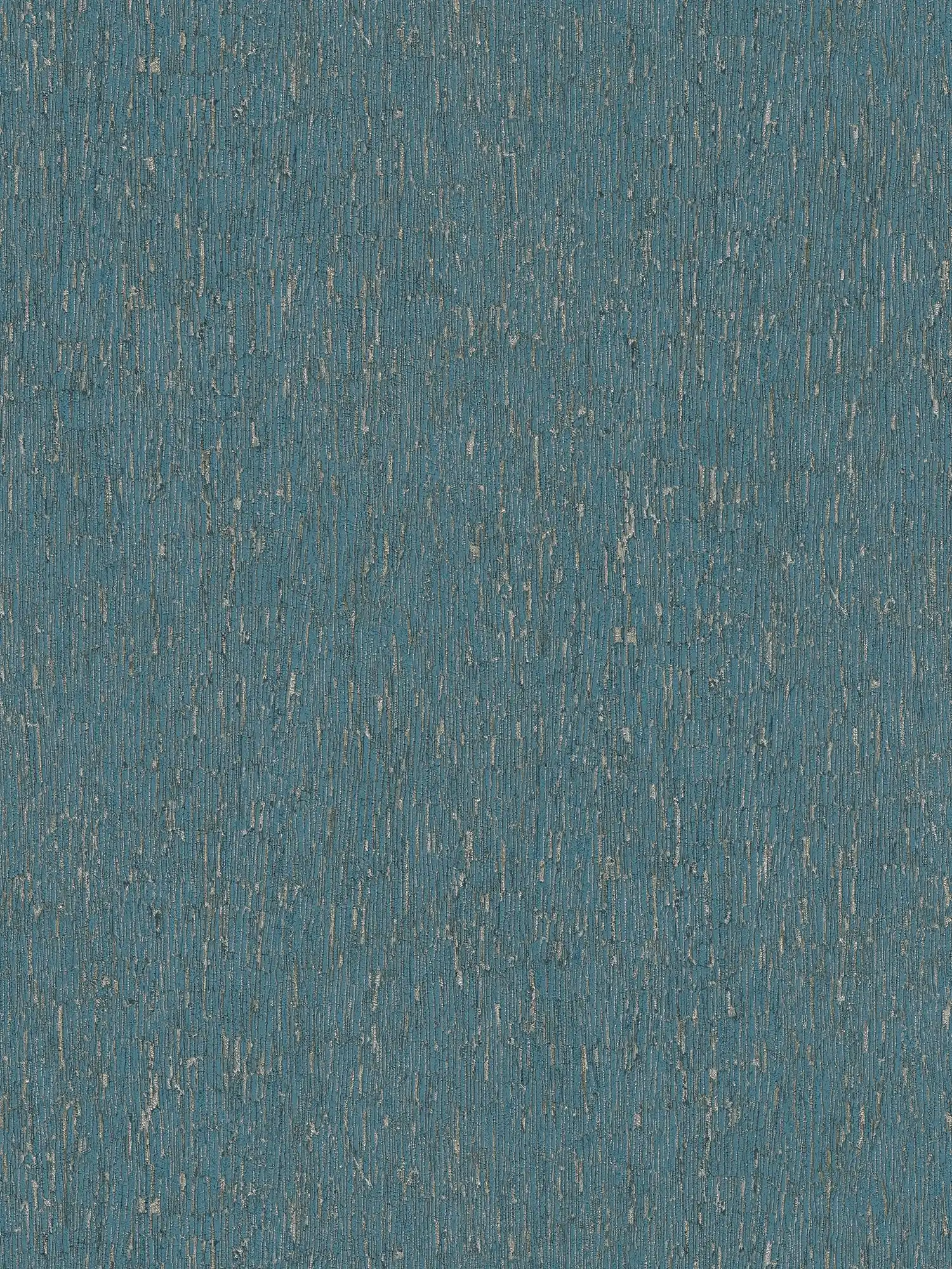 Papel pintado no tejido con aspecto de escayola y detalles dorados - azul, petróleo, plata
