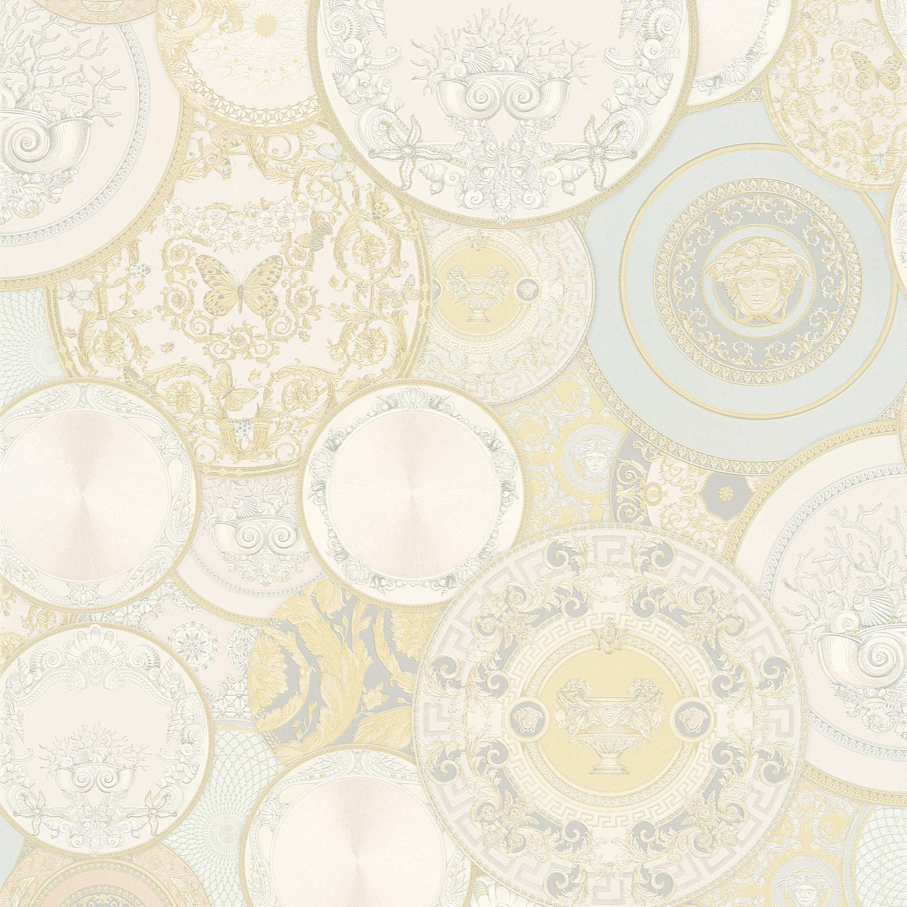         Wallpaper VERSACE with medal pattern - cream, metallic
    