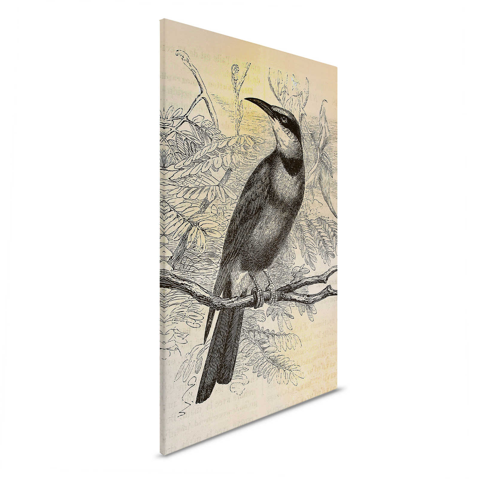 Retro Canvas Painting with Bird Pattern - 0.60 m x 0.90 m
