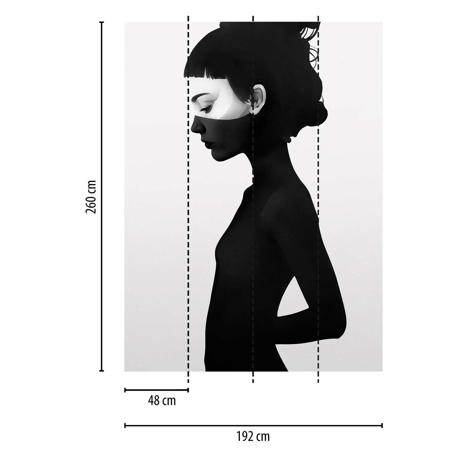             Narrow Model Behang - Zwart, Wit
        