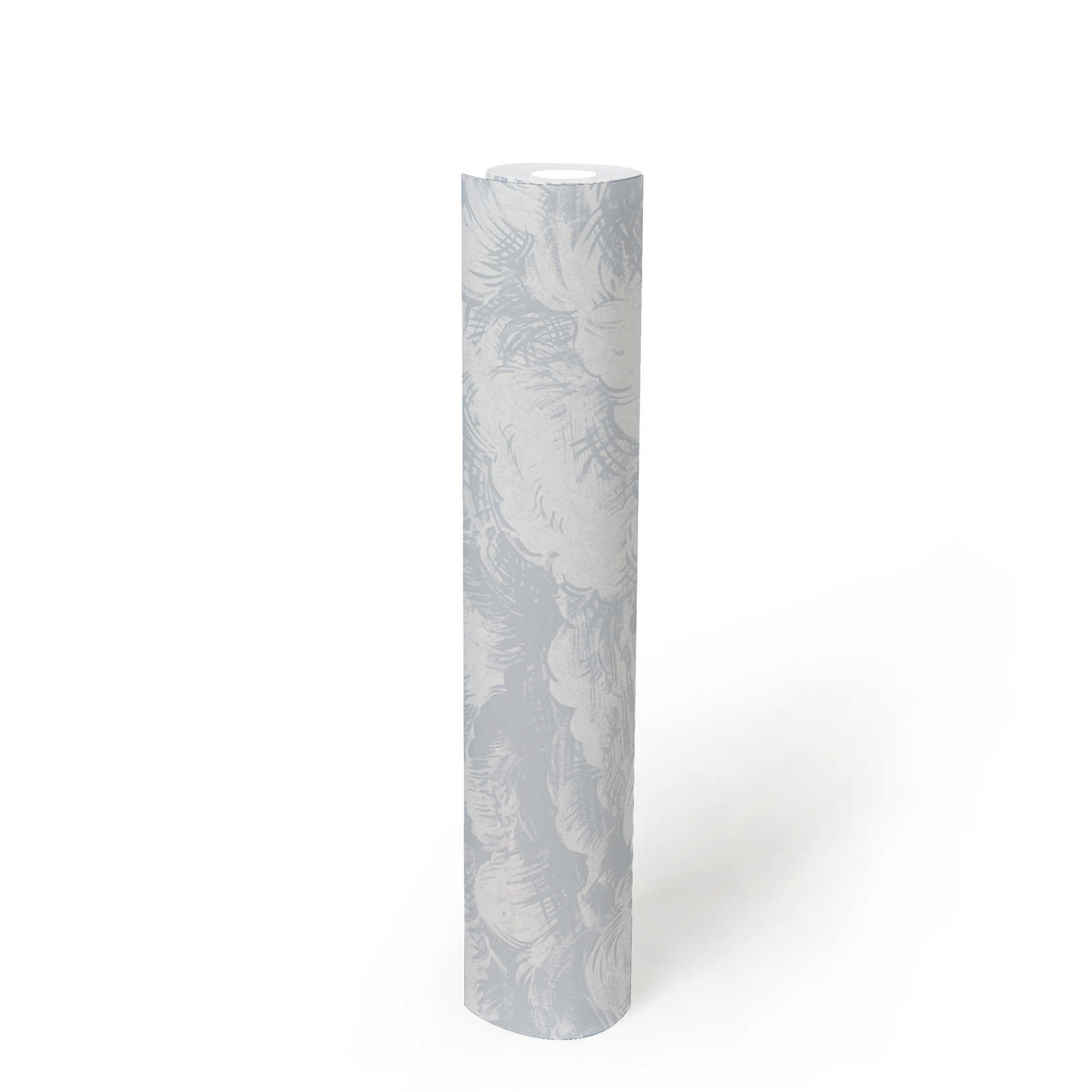             Carta da parati in tessuto non tessuto grigio chiaro con motivo di nuvole in stile vintage - grigio, bianco
        