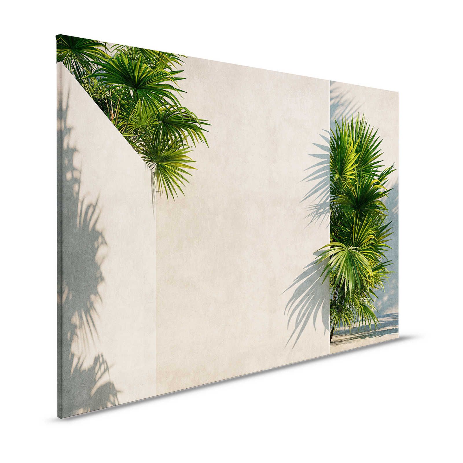 Tunisi 1 - Quadro su tela Palme in cortile con pareti in gesso - 1,20 m x 0,80 m
