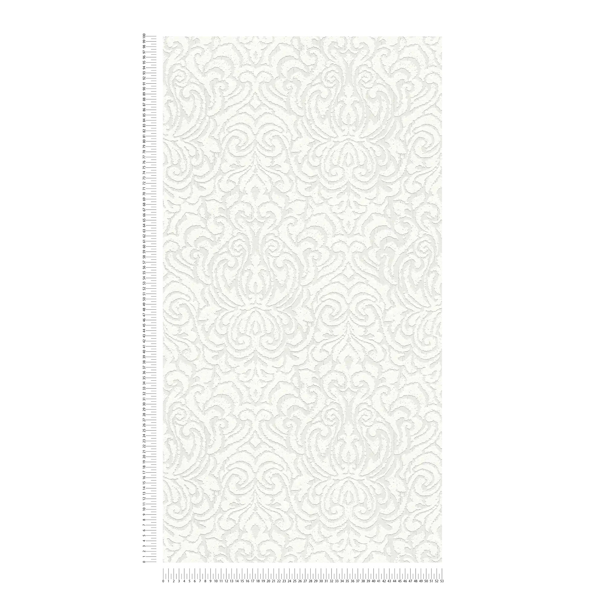             Carta da parati con motivo ornamentale ed effetto struttura - bianco
        