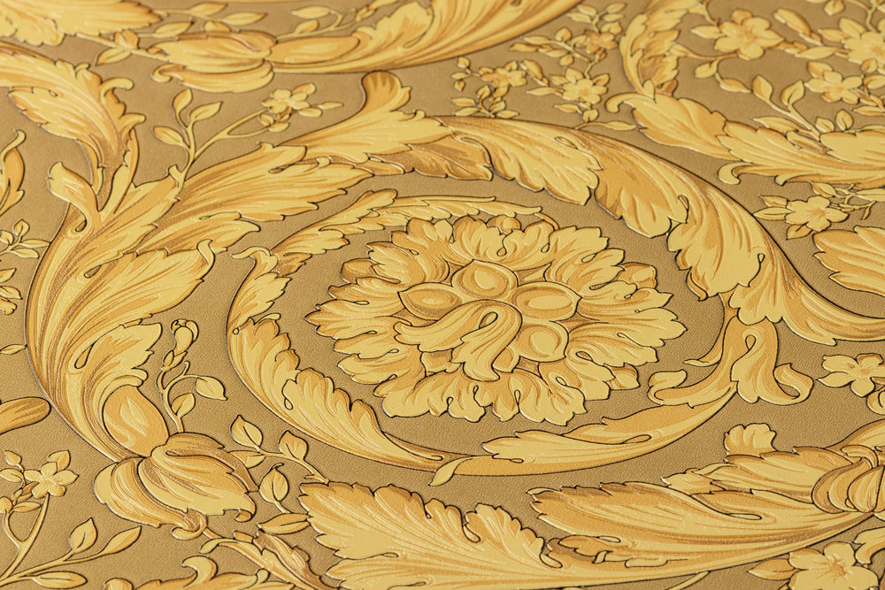             Papel pintado VERSACE con motivo floral ornamental - dorado
        