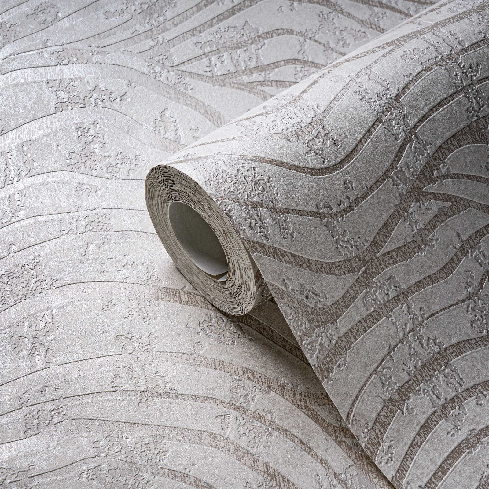             papier peint en papier abstrait avec motif de colline dans des couleurs douces - blanc, argenté
        