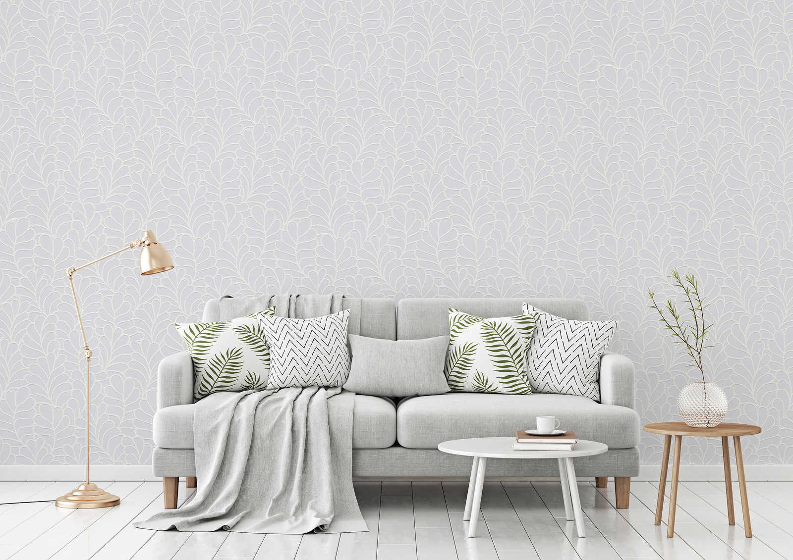             Paintable wallpaper with floral leaf pattern - Paintable
        