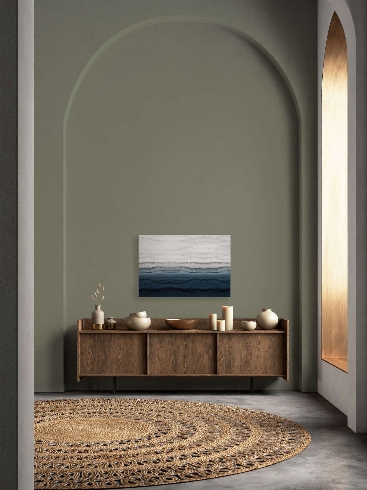             Toile Marées style aquarelle minimaliste - 0,90 m x 0,60 m
        