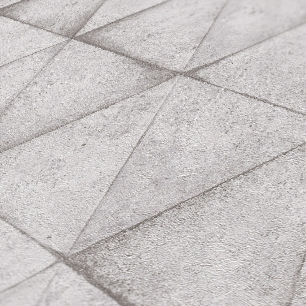             Concrete optics wallpaper tile pattern, 3D used look - grey, white
        