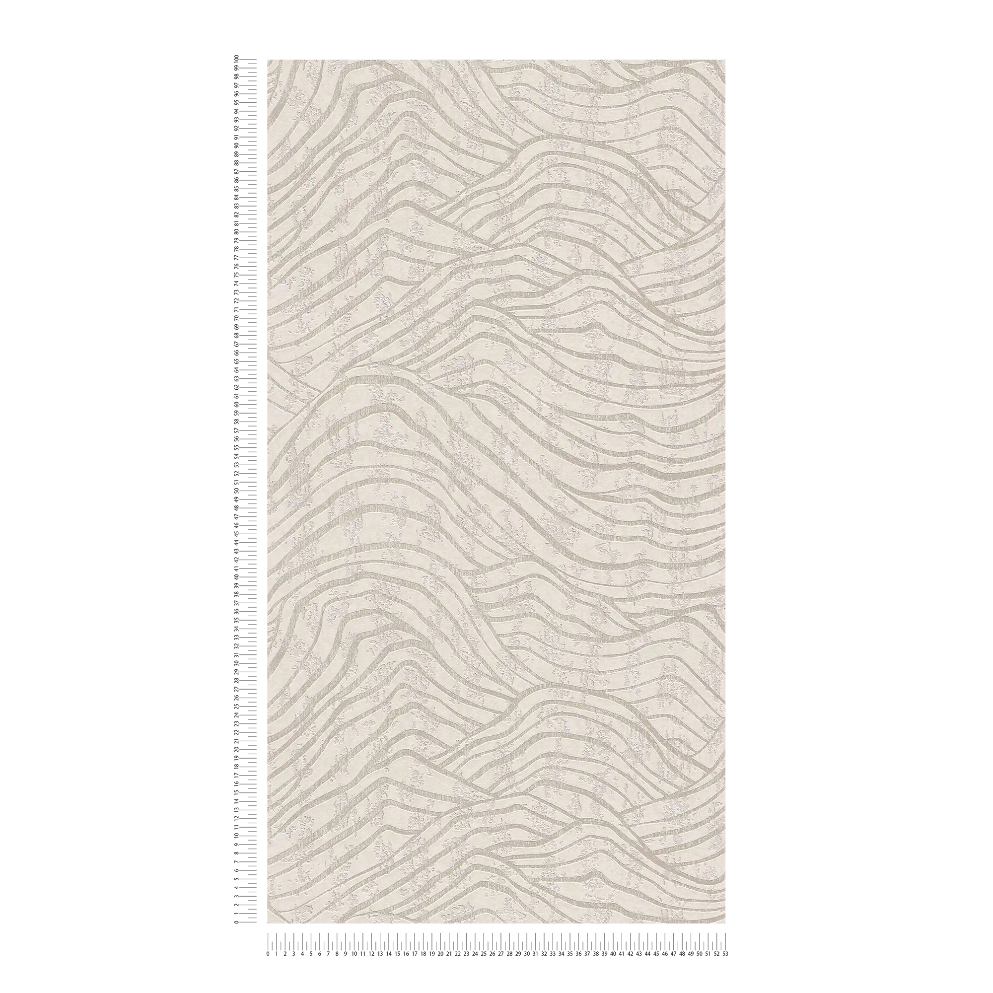             Papel pintado abstracto con motivos de colinas en colores suaves - blanco, plata
        