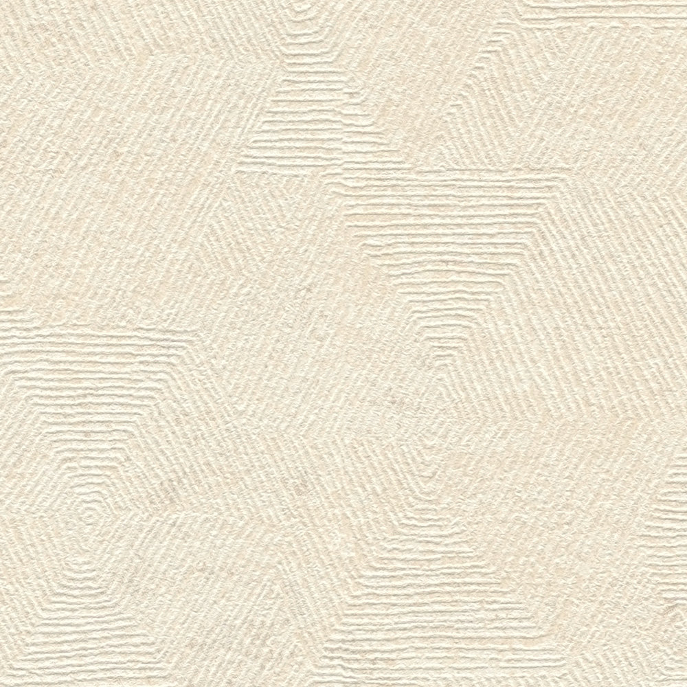             Carta da parati melange con struttura grafica in stile etno - beige, metallizzato
        