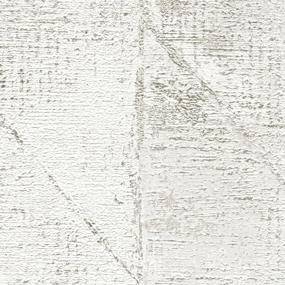             Carta da parati con motivo grafico a triangoli metallici con texture lucida - argento, bianco
        