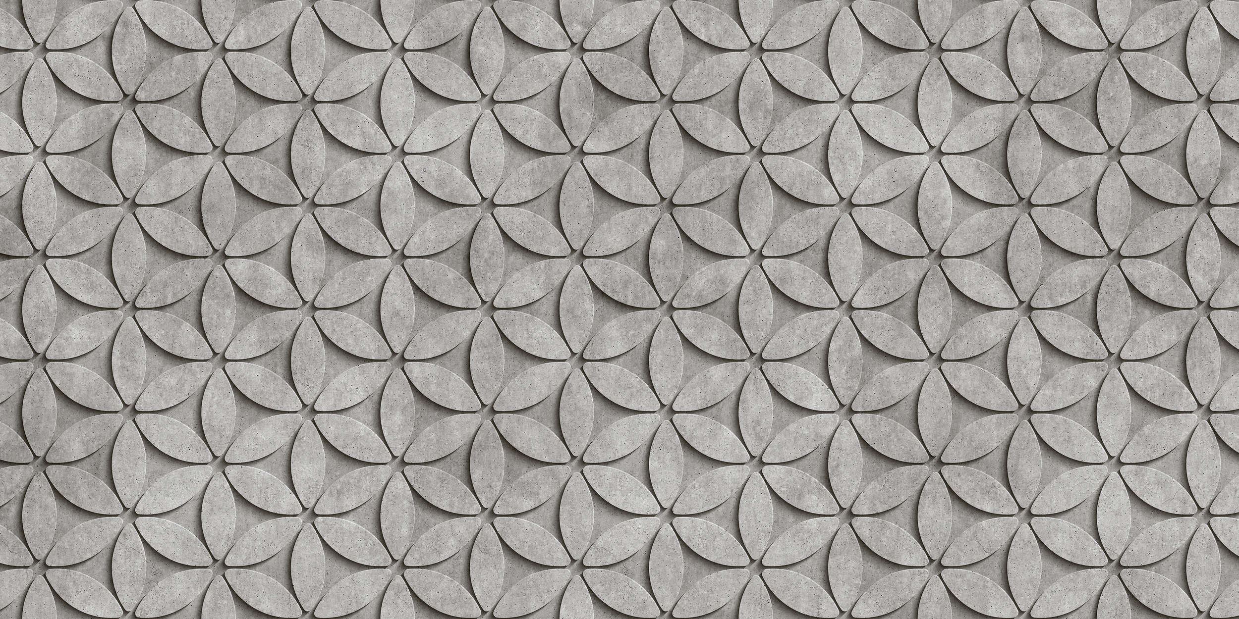             Piastrella 1 - Carta da parati in poligoni di cemento 3D - Grigio, nero | Vello liscio perlato
        