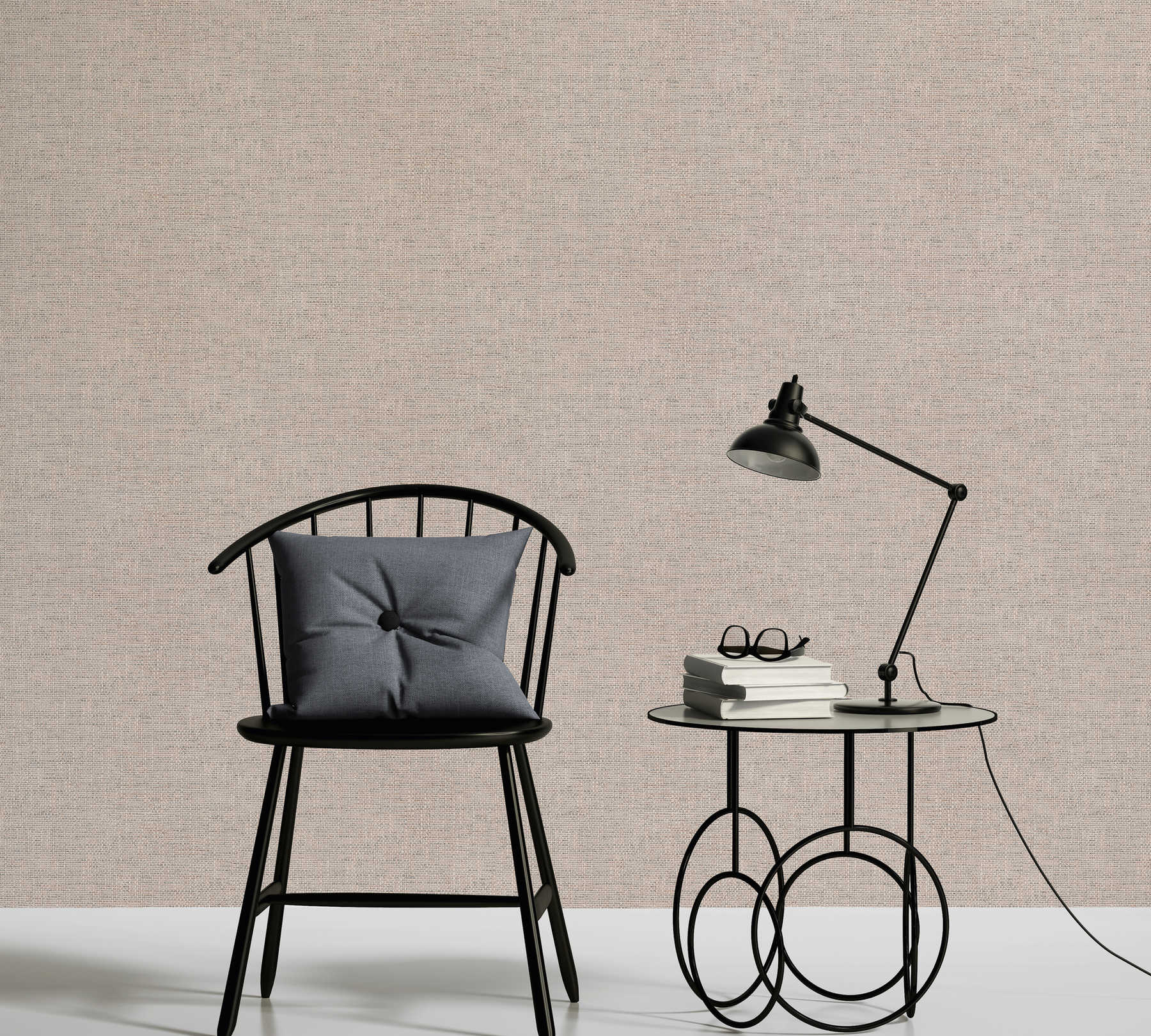             Linen look wallpaper coarse burlap - Brown, White
        