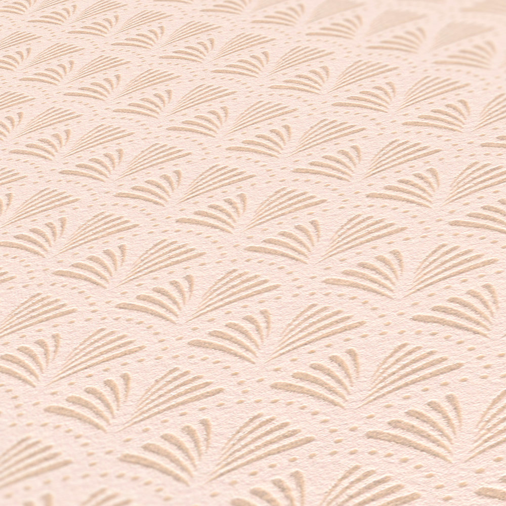             Pink non-woven wallpaper with texture & metallic pattern - cream, metallic, pink
        