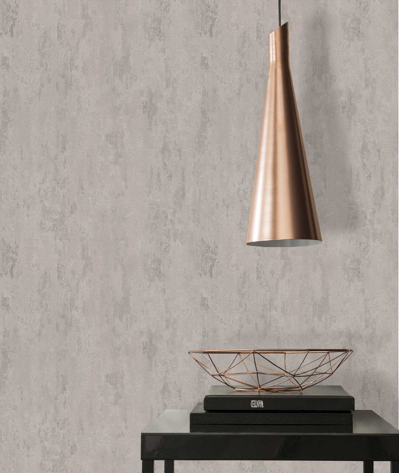             behang in industriële stijl met textuureffect - crème, grijs, metallic
        