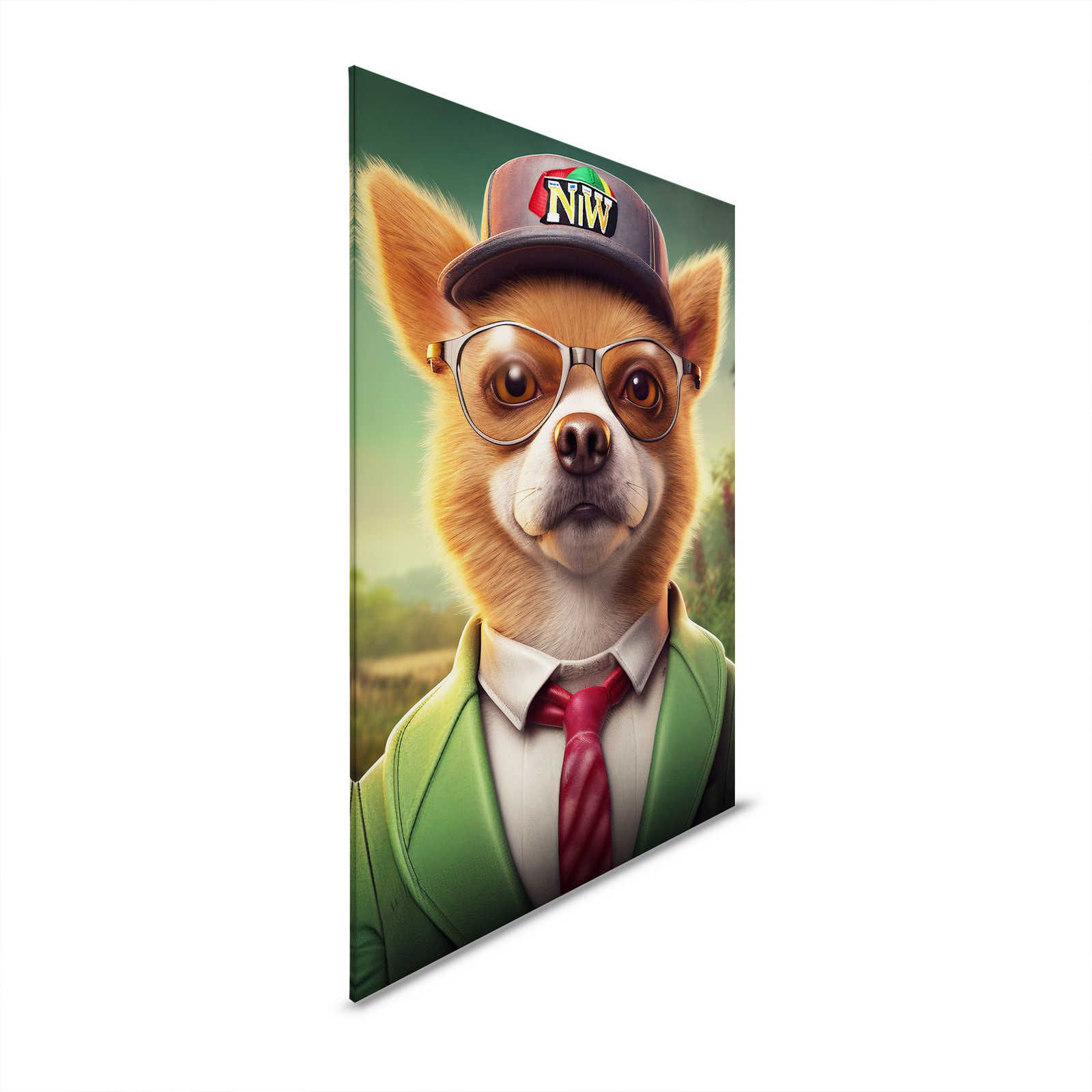 KI Canvas schilderij »Nerdy Dog« - 80 cm x 120 cm
