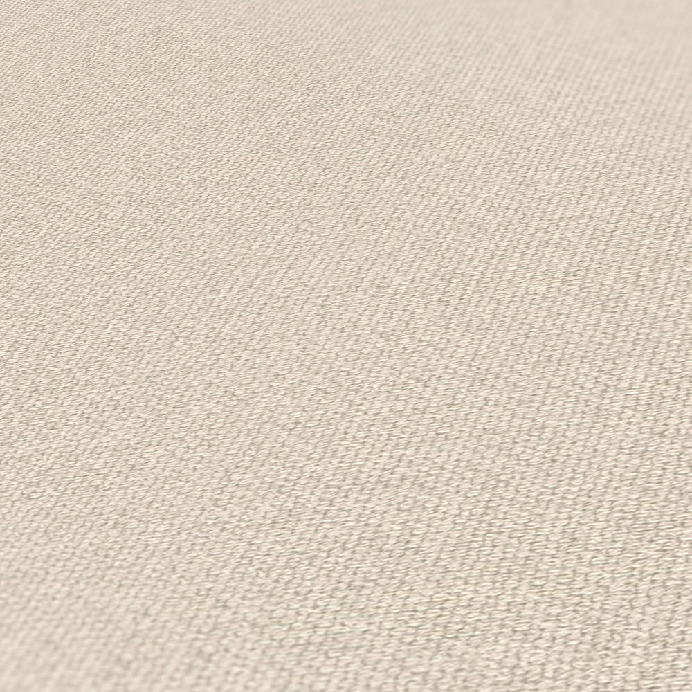             Papel pintado no tejido con aspecto de lino y detalles texturizados, liso - crema, beige
        